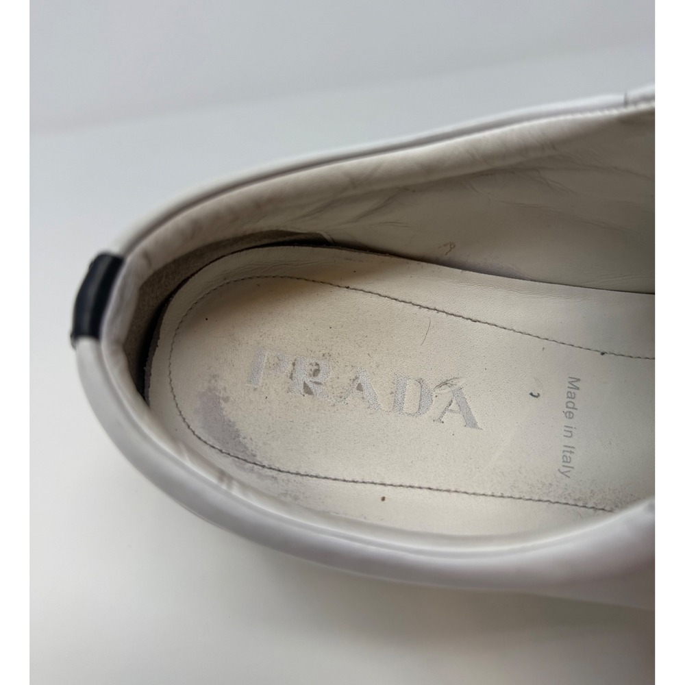 Prada Brushed Leather Sneaker White Size 9 US 8 Prada - Picture 8 of 9